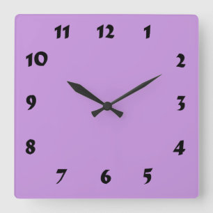Umstellbare NummernPastellavender-Uhr Quadratische Wanduhr