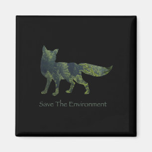 Umwelt durch Fox-Silhouette gerettet Magnet