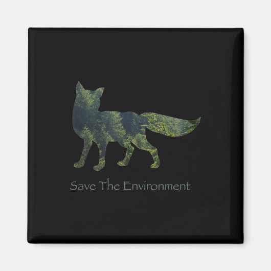 Umwelt durch Fox-Silhouette gerettet Magnet (Vorne)