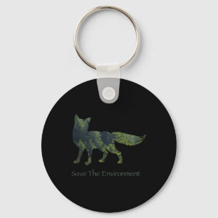 Umwelt durch Fox-Silhouette gerettet Schlüsselanhänger