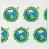 Umweltschonendes Recycling-Symbol der Erde Geschenkpapier (Flach)