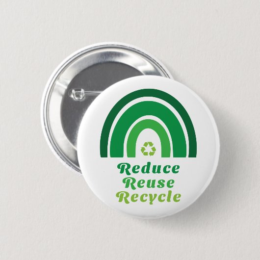 Umweltschonung bei grünem Regenbogen - Wiederverwe Button (Vorne & Hinten)