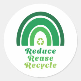 Umweltschonung bei grünem Regenbogen - Wiederverwe Runder Aufkleber