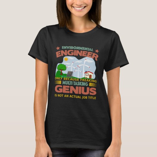 Umwelttechniker bei wahnsinnigem Multitasking T-Shirt (Vorderseite)