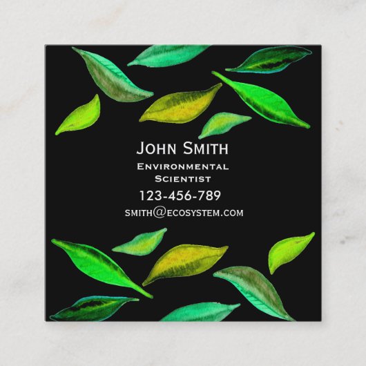 Umweltwissenschaftler, zeitgenössisches Blattdesig Quadratische Visitenkarte (Vorderseite)