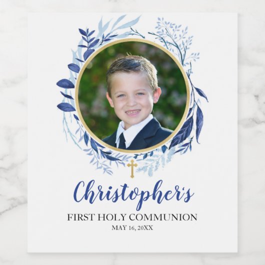 Umweltzeichen Cross Blue Wine Flasche Weinetikett (Einzelnes Label)