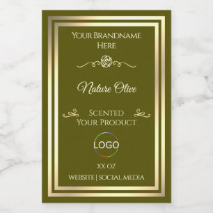 Umweltzeichen für Oliven mit Goldrahmen und Logo Lebensmitteletikett