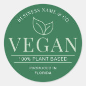 Umweltzeichen für vegane Pflanze Runder Aufkleber (Vorderseite)
