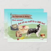 Umziehen von Border Collie Dog Unsere neue Zuhause Postkarte (Vorne/Hinten)