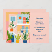 Umzug Ankündigung neue Adresse farbenfrohe Wohnung (Vorne/Hinten)