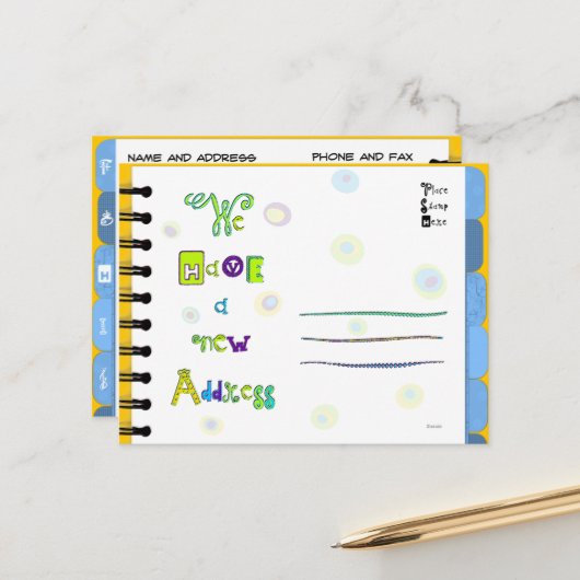 Umzug der Ankündigungsadresse Buch F-J Postkarte (Vorderseite/Rückseite Beispiel)