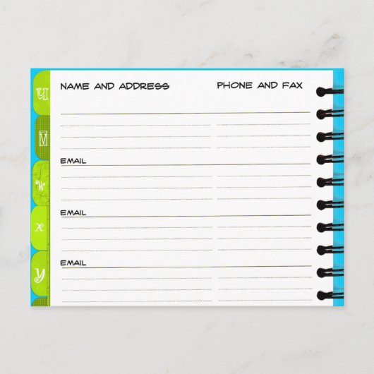 Umzug der Ankündigungsadresse Buch "U-Y" Postkarte (Vorderseite)