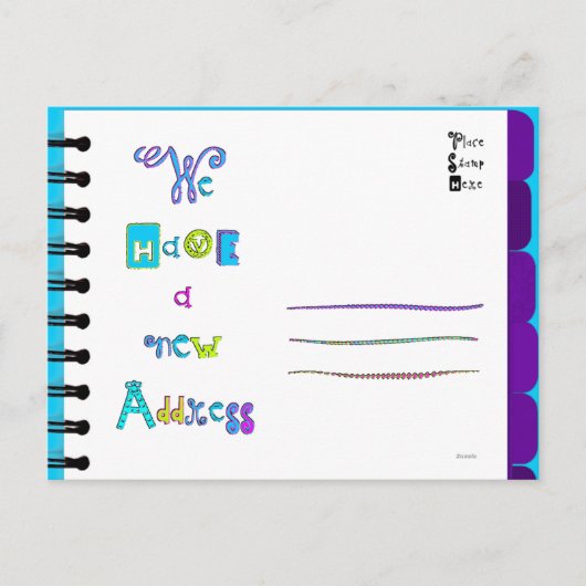 Umzug der Ankündigungsadresse Buch 'Z' Postkarte (Vorderseite)