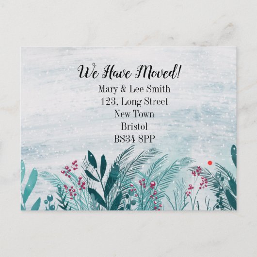 Umzug eines Wohnhauses ins Ausland, Anschrift, Ankündigungspostkarte (Vorderseite)