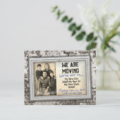 Umzug, Ihr Foto im alten Rahmen, Spaß Postkarte (Stehend Vorderseite)