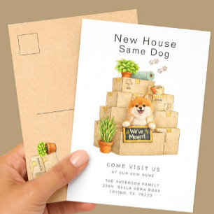 Umzug ins neue Haus des Pomeranian Postkarte