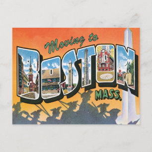 Umzug nach Boston MA Vintage Adressänderung Ankündigungspostkarte