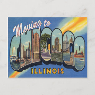Umzug nach Chicago im Vintage-Stil Adressänderung Postkarte