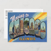 Umzug nach Chicago Vintager Adressenwechsel Postkarte (Vorne/Hinten)