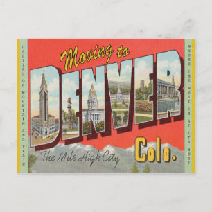 Umzug nach Denver Vintager Adressenwechsel Postkarte