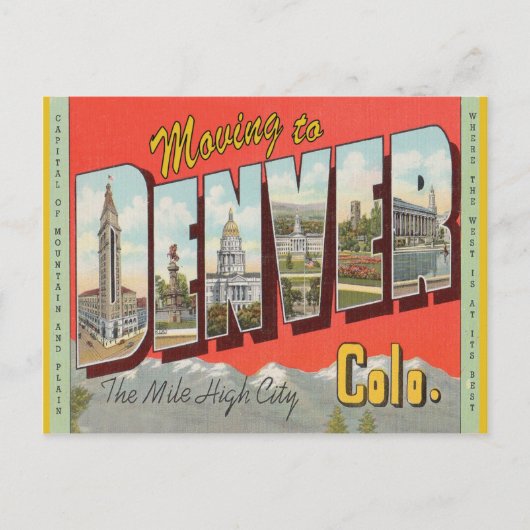 Umzug nach Denver Vintager Adressenwechsel Postkarte (Vorderseite)