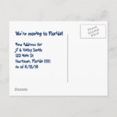 Umzug nach Florida Begrüßungszeichen Änderung der Ankündigungspostkarte (Rückseite)