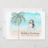 Umzug nach Florida Niedlicher Pinguin Beach Scene  Ankündigung (Vorderseite)