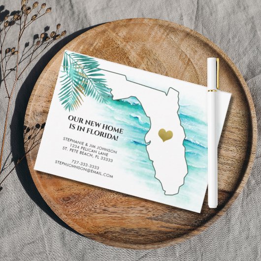 Umzug nach Florida Staat Karte Gold Herz Neue Zuha