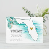 Umzug nach Florida Staat Karte Gold Herz Neue Zuha (Stehend Vorderseite)