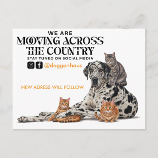 Umzug quer durchs Land Great Dane & Katze Postkarte