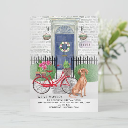 Umzug Vizsla Hund Tor Adresse Ankündigung (Stehend Vorderseite)