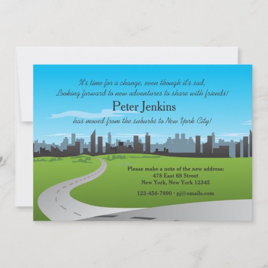 Umzug zur Ankündigung über den Umzug der Stadt (Vorderseite)