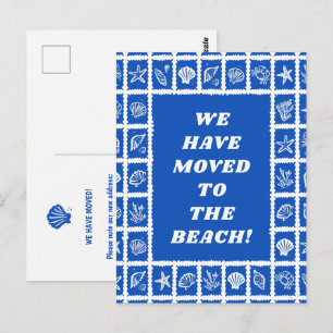 UMZUGSANKÜNDIGUNG ADRESSE Blue Seashells Strand Postkarte