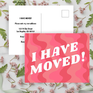 UMZUGSANKÜNDIGUNG Farbige Streifen Fettes Rosa Postkarte