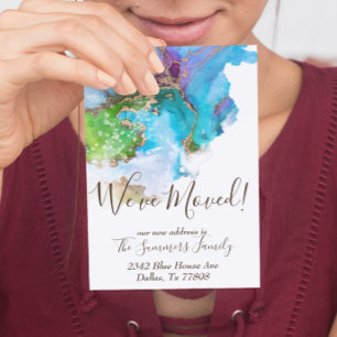 Umzugsankündigung Gold Wasserfarbe Postkarte