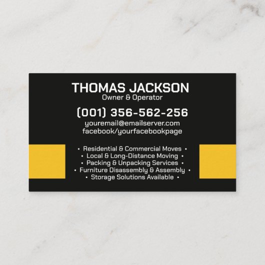 Umzugsdienste - Umsiedlung - Line Art Visitenkarte (Rückseite)