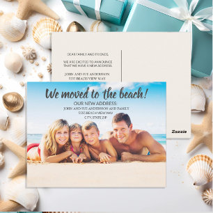 Umzugsmeldung Familienfoto Strand Postkarte