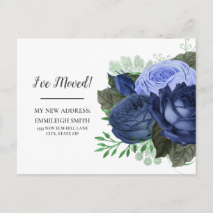 Umzugsmeldung Navy Dusty Blue White Postkarte