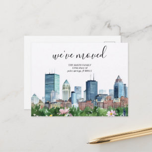 Umzugsmeldung neue Adresse Boston City Postkarte