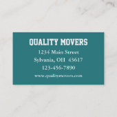 Umzugsunternehmen, Visitenkarte (Rückseite)