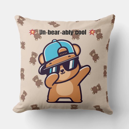 Un-Bear-ably Cool | Cute Bear Pillow Kissen (Vorderseite)