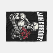 Un Cardio Espalda. Calaca Con Flores Rosas Fleecedecke (Vorderseite (Horizontal))
