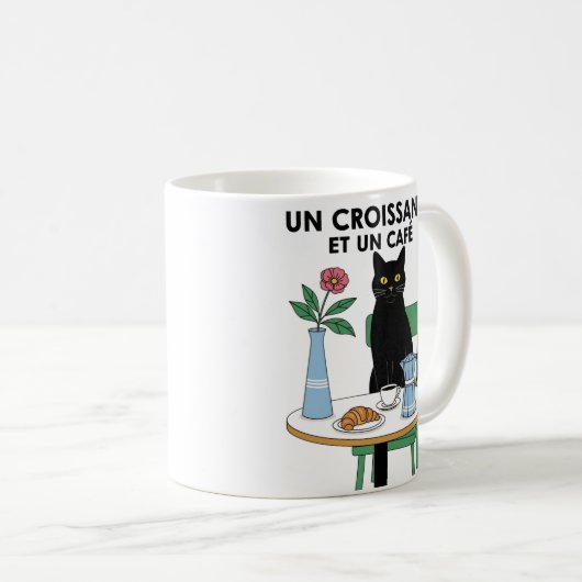 Un Croissant Cat Kaffeetasse (VorderseiteRechts)