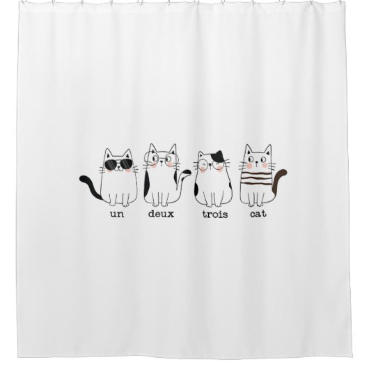un deux trois cat vier lustige gläser franz. puff duschvorhang (Vorderseite)