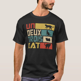 Un Deux Trois Katze Lustiger französischer Wortwit T-Shirt