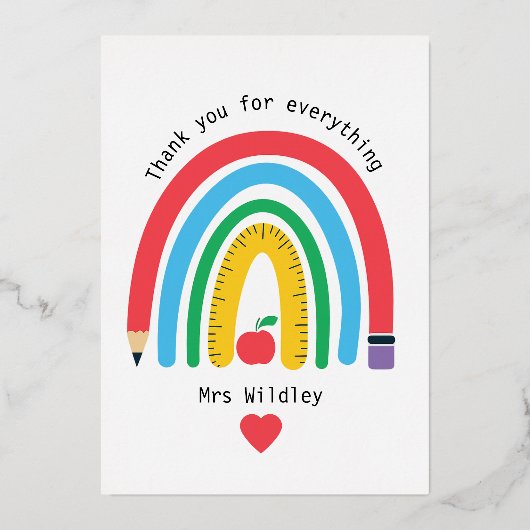 Un enseignant qui vous remercie pour tout folieneinladung (Vorderseite)