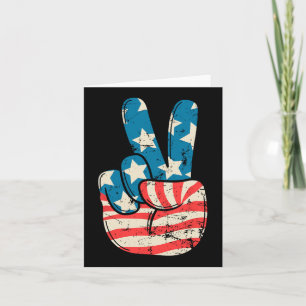 UN Flag Peace Sign Hand 4. Juli Patriotische Männe Karte