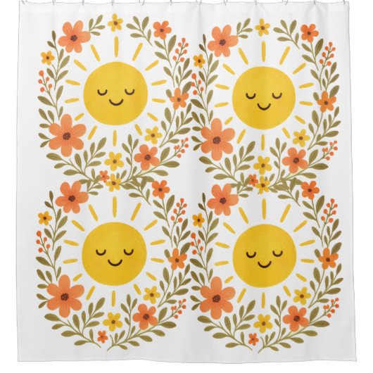 un & Floral Frame Duschvorhang (Vorderseite)