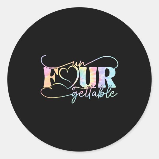 Un Four Gettable Heart Tie Dye 4th Birthday Girls Runder Aufkleber (Vorderseite)