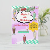 Un-Four-Gettable, Milkshake Retro 4th Birthday Einladung (Stehend Vorderseite)